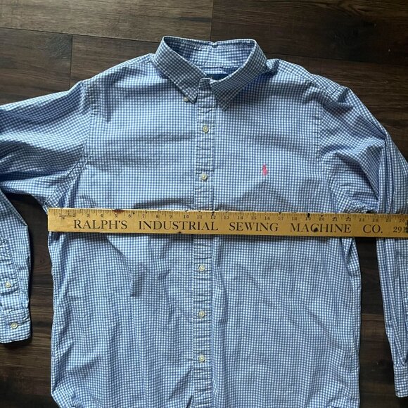 Ralph Lauren Men’s Polo shirt Blue Plaid Check Classic Fit Long Sleeve Size XL - Picture 6 of 6